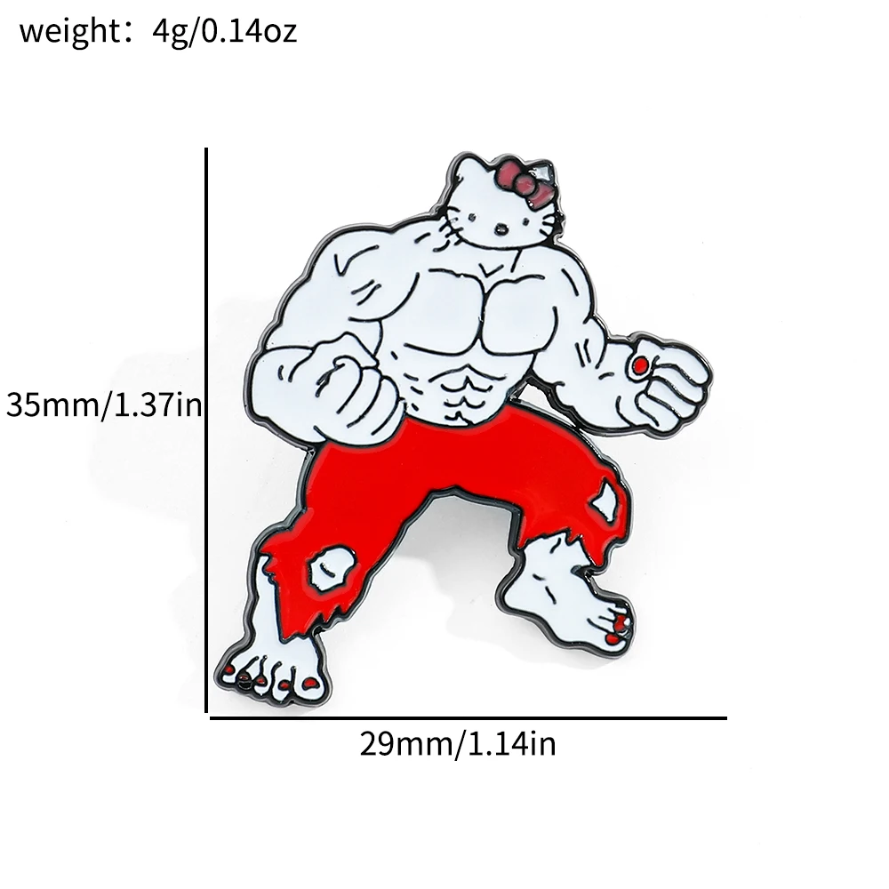 衣類用漫画ブローチセット、クリエイティブマッスル、ハローキティ、クルトミウムエナメルピン、バックパック、ジュエリー、メタルバッジアクセサリー、ギフト、5個