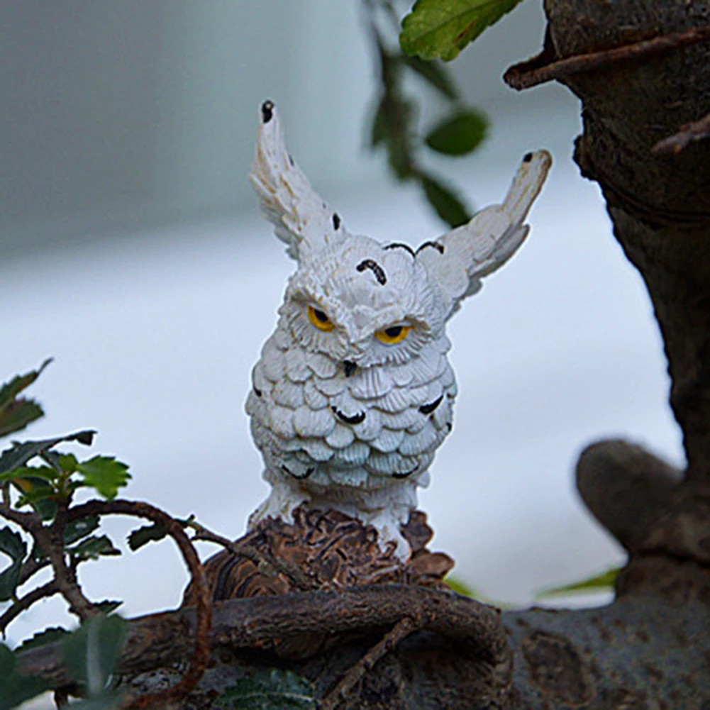 Owl Figure | Realistic Adorable Owl Decor Fairy Garden Miniature Ornaments | Garden Fairy Decor Mini