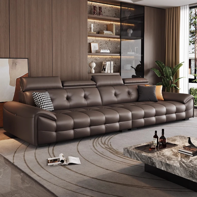 

Leather Minimalist Couch Straight Row Lazy Sofa Lounge Modern Simple Living Room Apartment Armchairs Balcony Home Furniture