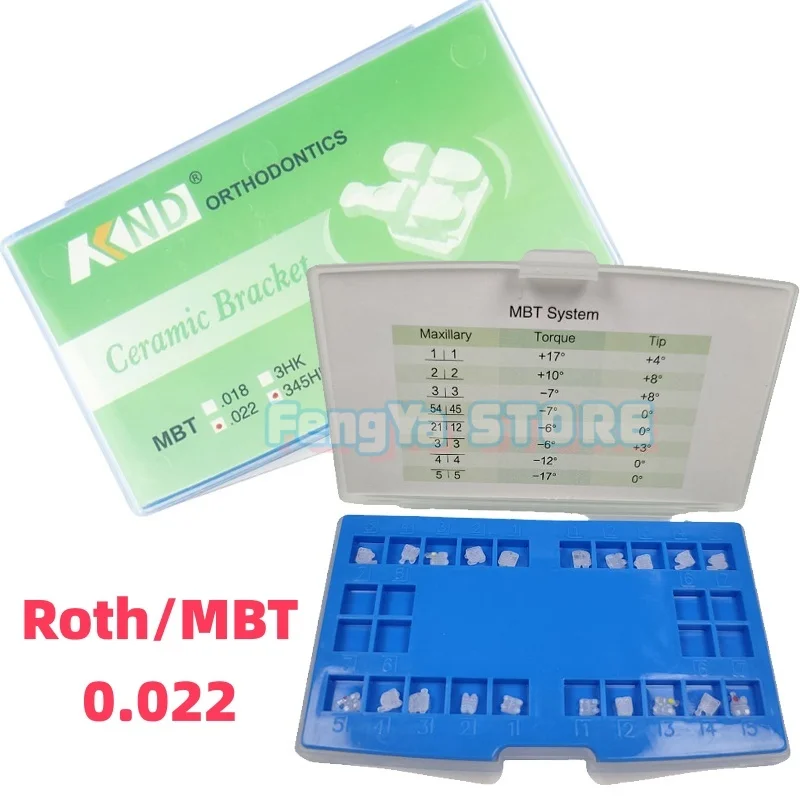 1 Caja de Brackets de Cerámica Estéticos Dentales, Brackets de Ortodoncia Transparentes, Brackets de Cerámica Roth MBT Slot 0.022 345 Hooks