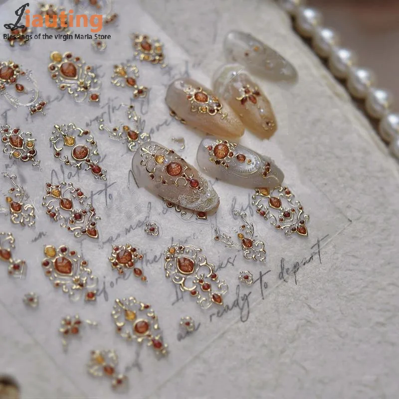 สติกเกอร์ติดเล็บลายเรโทรหลากสีสัน รูปทรงเรขาคณิต อัญมณี หยดน้ำ หัวใจ โบว์ ดวงจันทร์ ดาว ผีเสื้อ เส้น สำหรับตกแต่งเล็บ