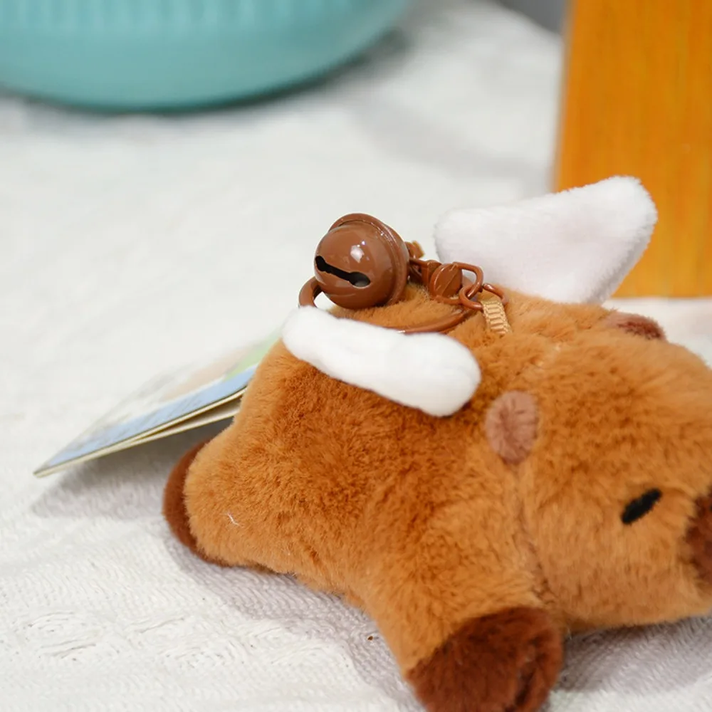 Porte-clés en peluche Capybara de dessin animé avec aile, doux, moelleux, animal, beurre, animaux en peluche, simulation, pendentif, cadeau d'anniversaire