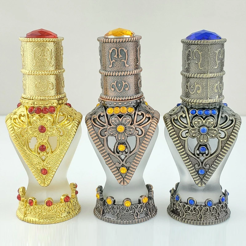 8ml Collection Waist Diamond Decorative Essence Bottle Arabian Portable Perfume Sub Bottle Vintage Metal Storage Bottle