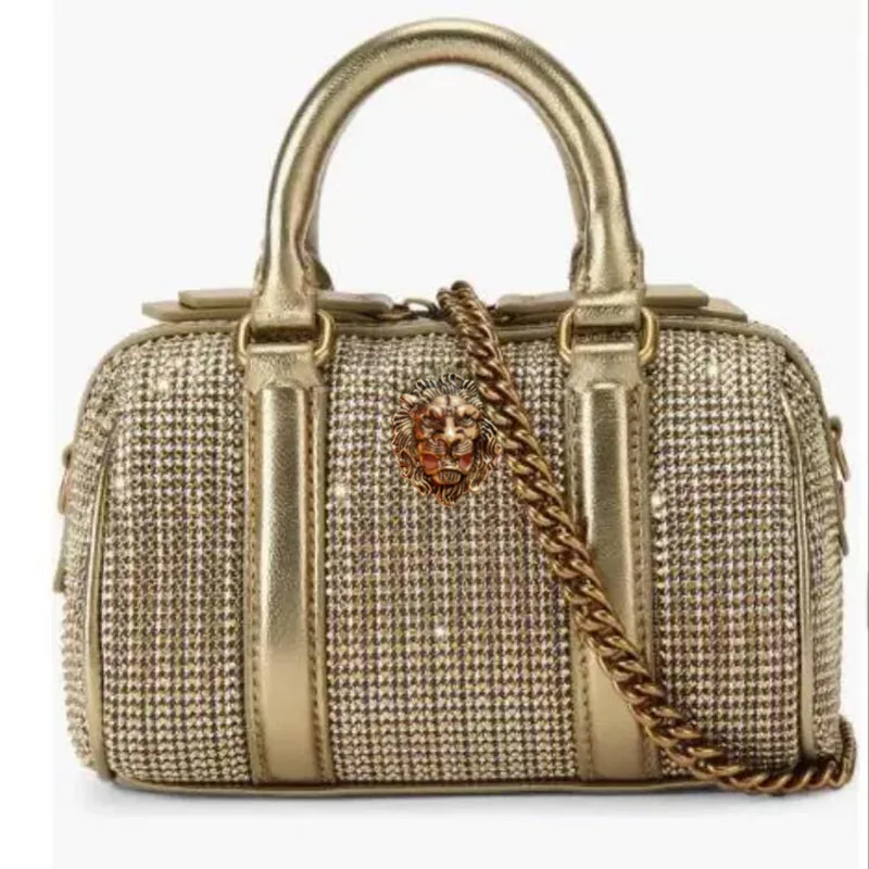 

Diamond women's handbag with chain strap, single shoulder crossbody bag with lion head design, high-end small square bag 42