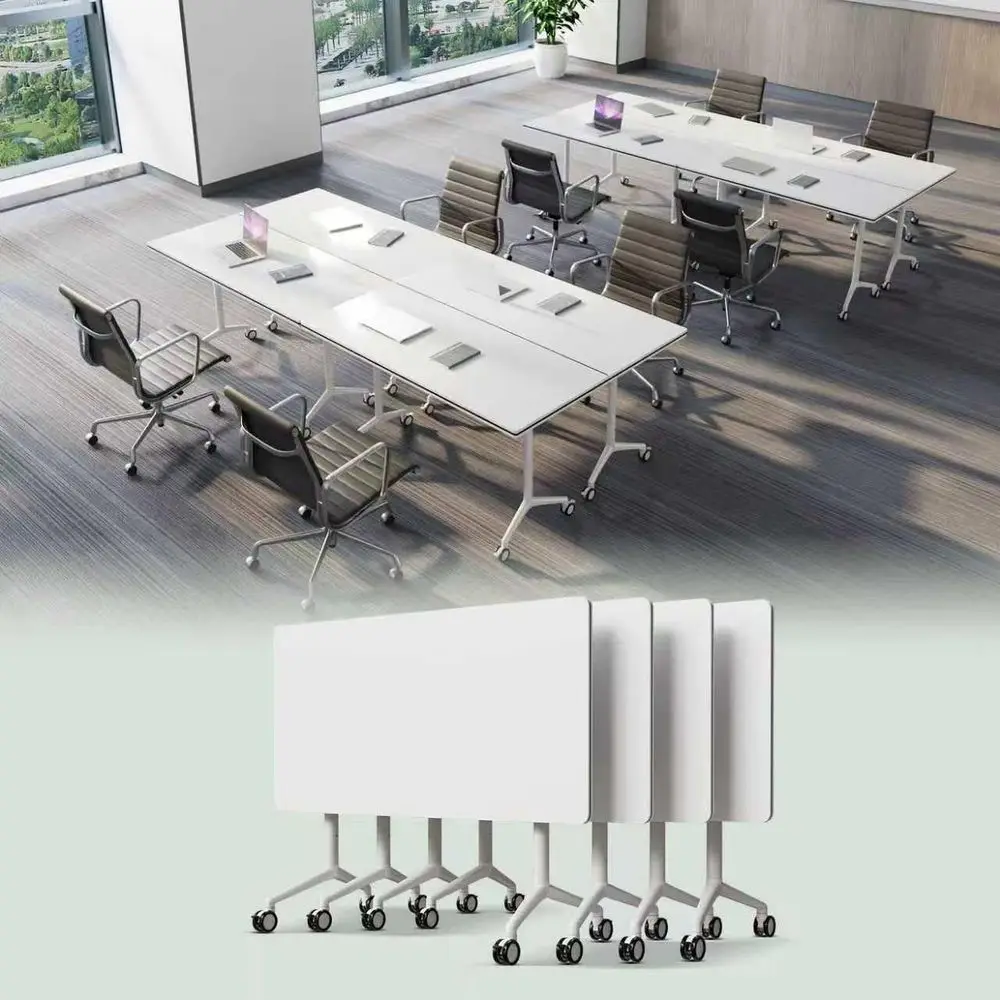 

Современные конференц-столы с выдвижной столешницей, большие мобильные учебные столы на колесиках для офисных совещаний (4 шт., 47,2 дюйма)