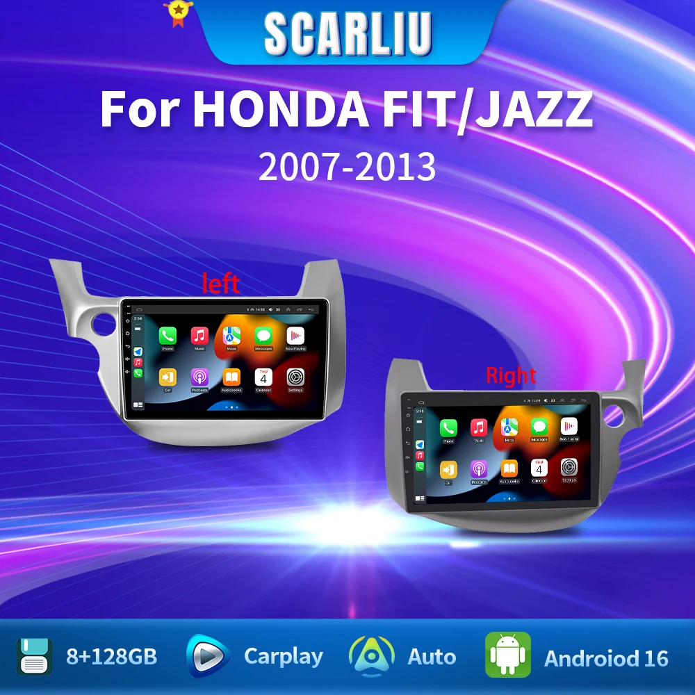 

SCARLIU 2 din Android 16 Carplay Car Radio For HONDA FIT JAZZ 2007-2013 Multimedia Video Player GPS Navigation RDS 4G Head unit