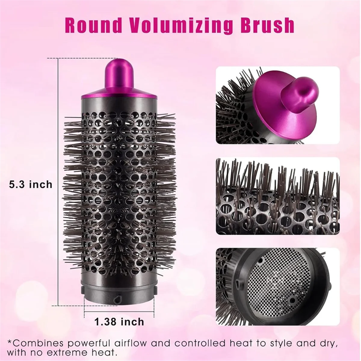 Hair Curling Barrel Volumizing Brush Attachments with Adaptor for Hair Dryer Converting to Hair Styler