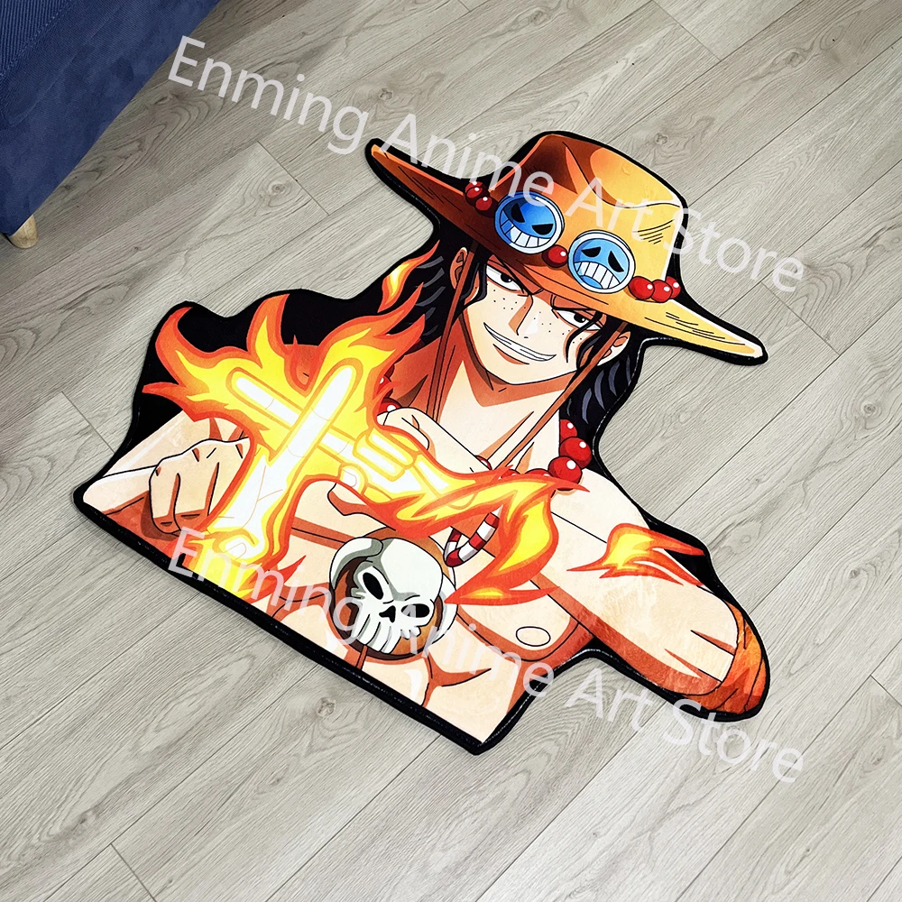 Irregular Rugs Anime One Piece Ace Customize Cartoon Rug Handmade Carpet Area Rug for Home Decor