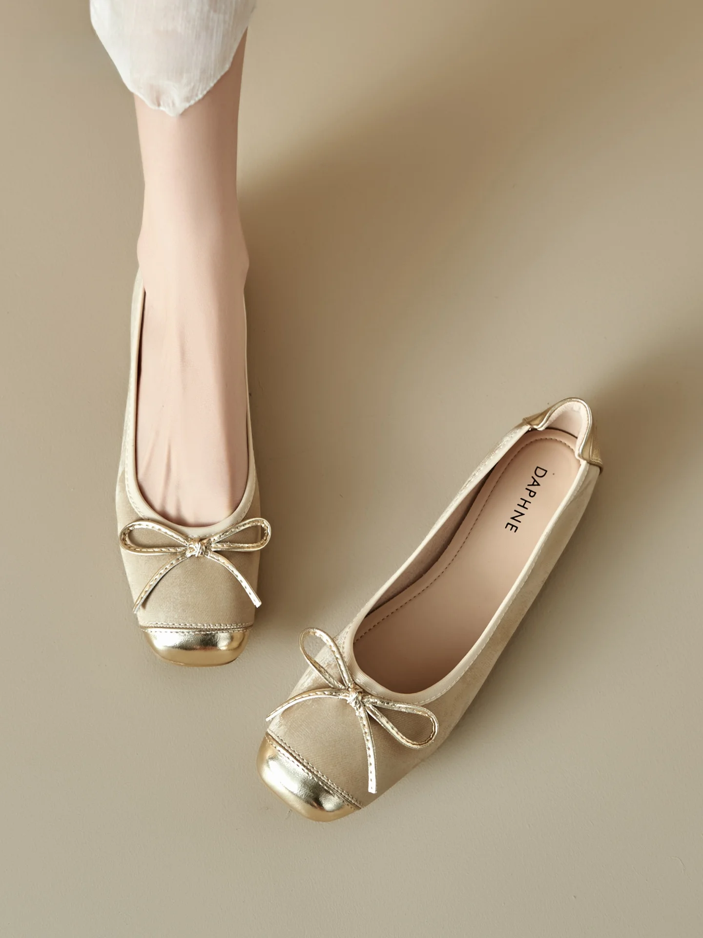 

Daphne Ballet Sle Mary Jane Women's Flats Beautiful Knot Flat oes Casual Outdoor Slip-On Anti-Slip Leather