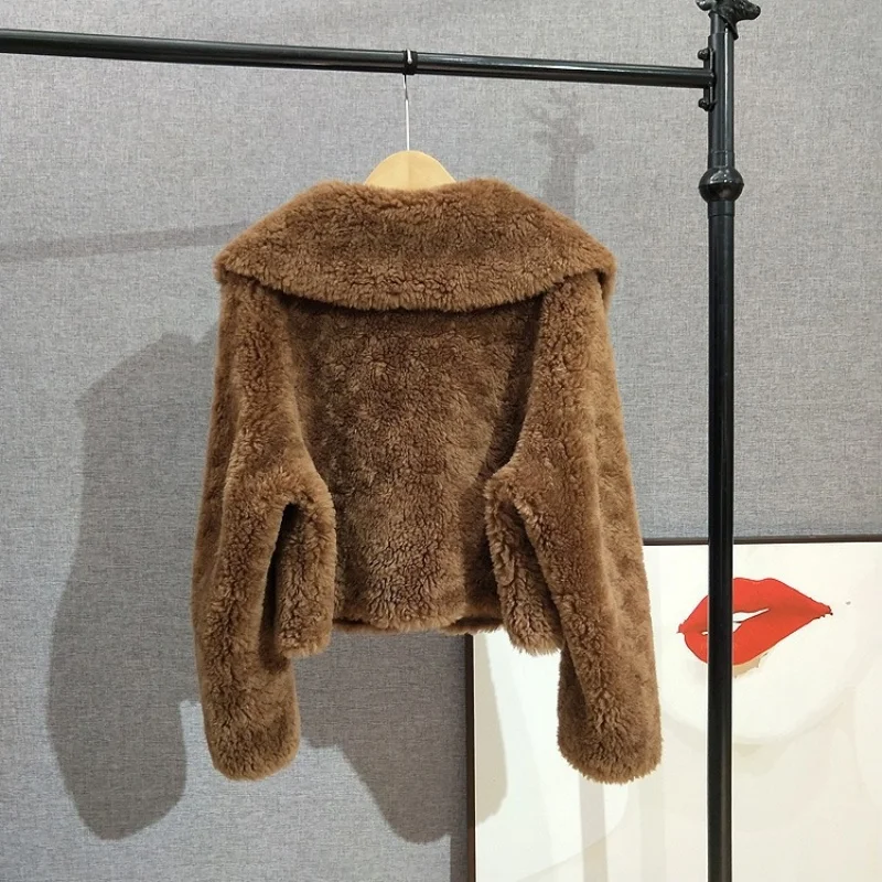 ผู้หญิงขนสัตว์บริสุทธิ์ Collared สั้นเสื้อซิป Shearling ขนสัตว์เรียงรายฤดูหนาวสไตล์ใหม่แฟชั่น WARM Jacket JT515