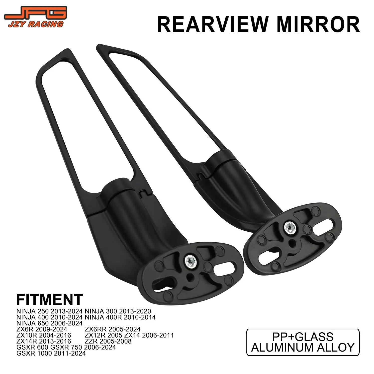 

Motorcycles Rearview Mirrors Wind Wing Adjustable Rotating Side Mirrors For NINJA250-650 ZX6R ZX10R ZX14R ZZR GSXR600 GSXR750