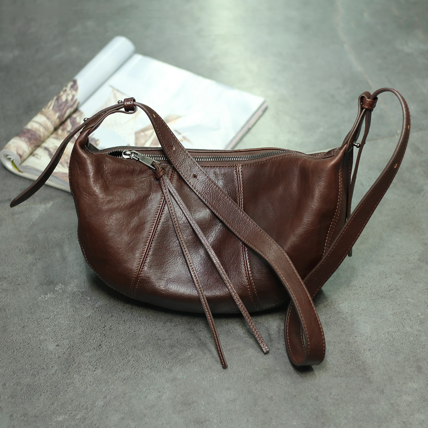 

PNDME organizers designers handmade cow leather women shoulder bag weekend travel party genuine leather stitching crossbody bag