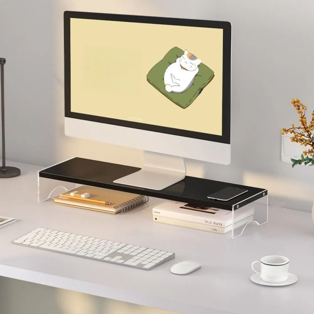 

Single/Double Layers Acrylic Floating Computer Stand Clear Foot Protect Neck Desktop Laptop Riser Non-slip