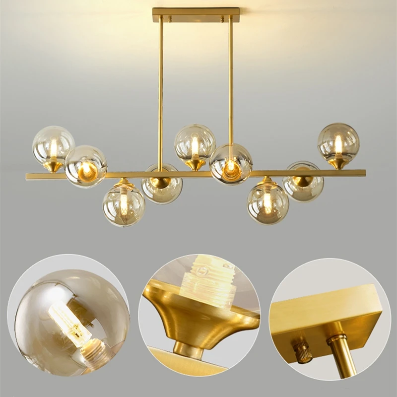 Glass Ball Pure copper Pendant Chandelier Nordic Magic bean Living Room indoor led lighting Bedroom Home decor Lighting Fixtures