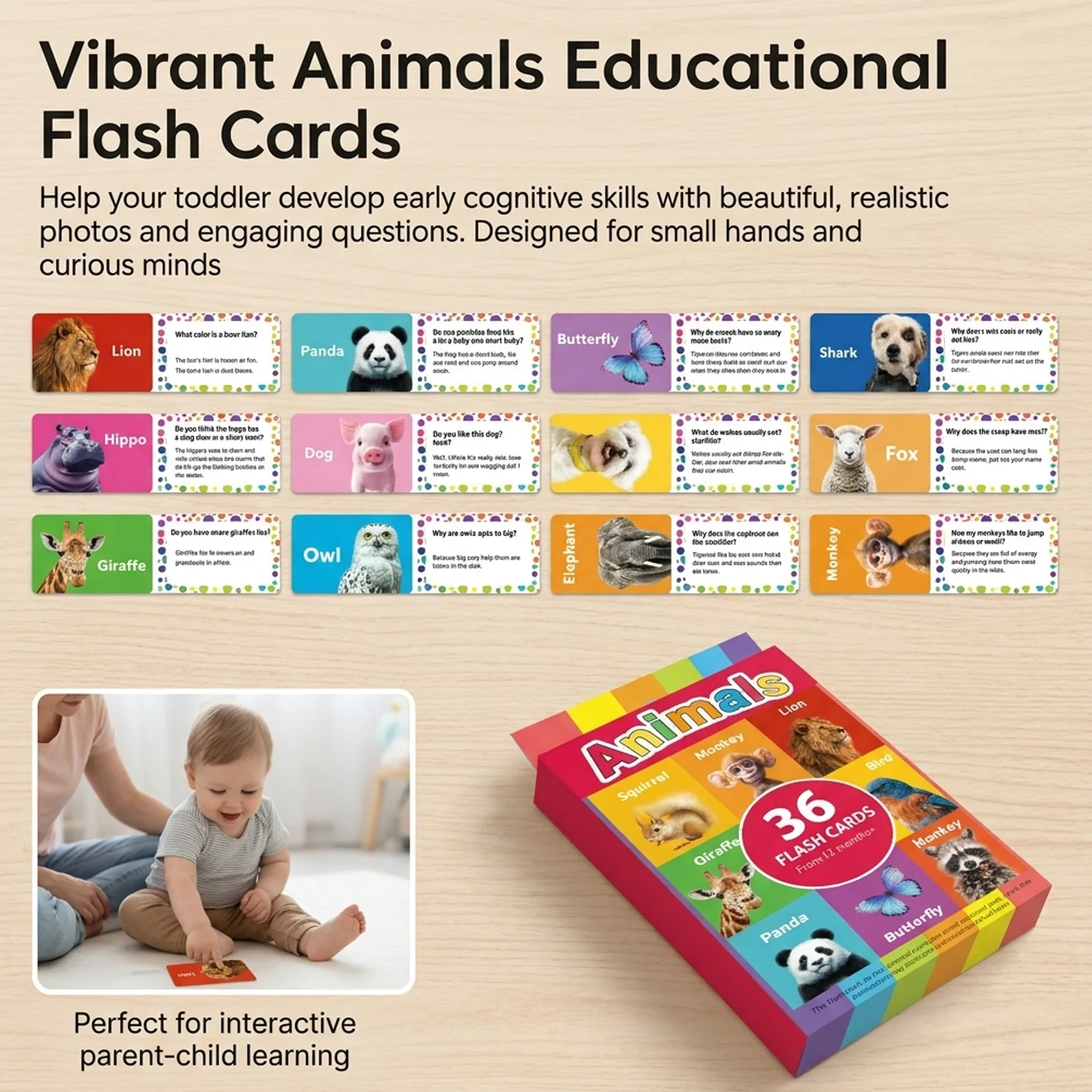 Children Educational Flashcards Set Animals Vegetables Letters Numbers Q&A English Learning Tools