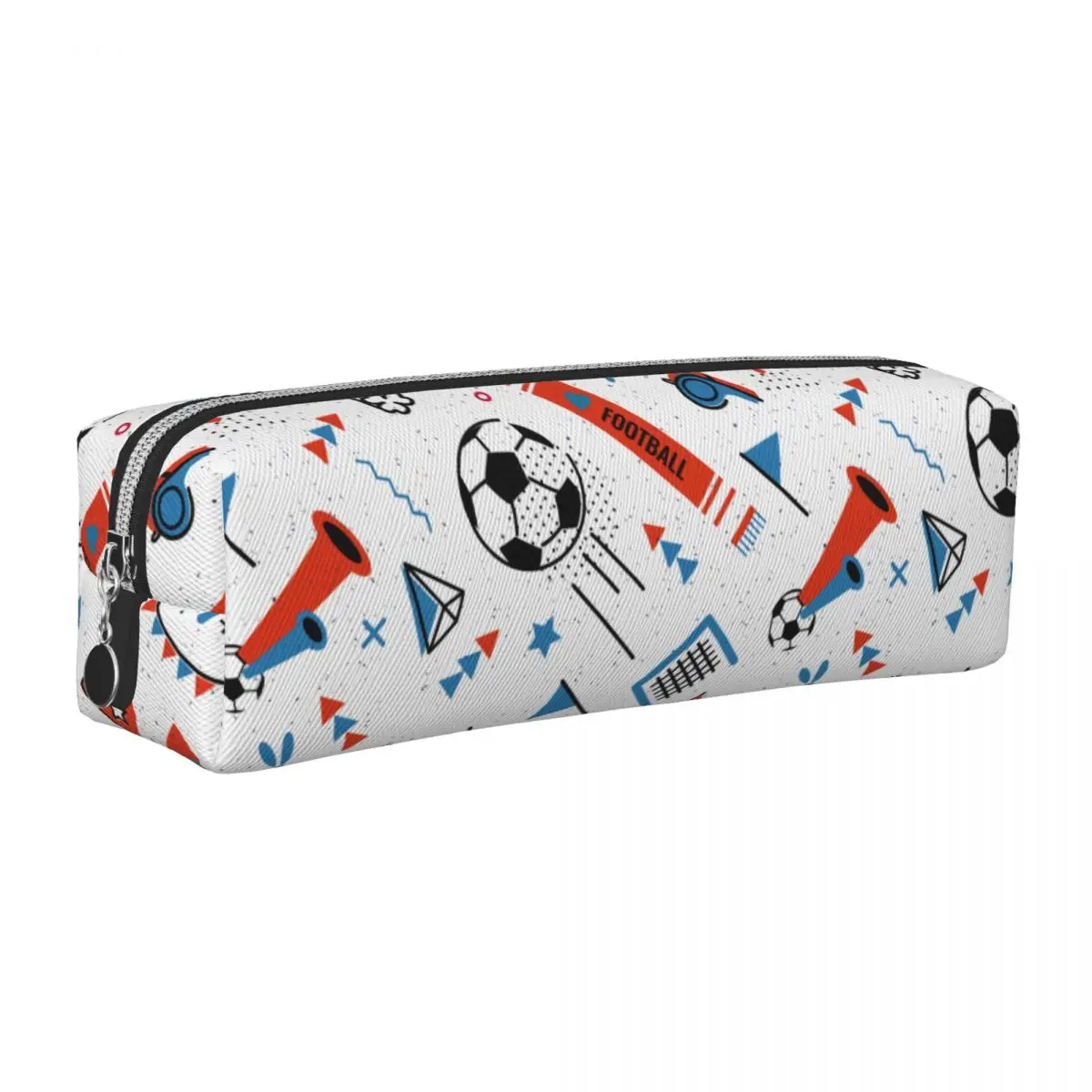 

80s Memphis Style Pencil Case Soccer Football Balls Sports Pen Bags Kids Big Capacity Students School Cosmetic Pencilcases