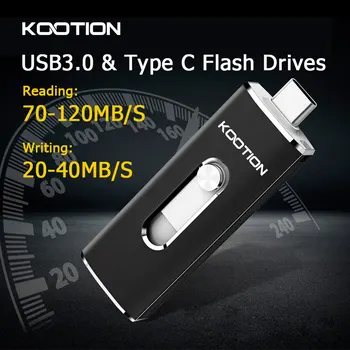 KOOTION U21 Pendrive 128GB USB C Flash Drive 3.0 Pen Drive Type c OTG C pen-drivy 32GB 64GB 128GB 256GB Pendrive podwójny kciuk klucz Cle TYPE-C Pendrive