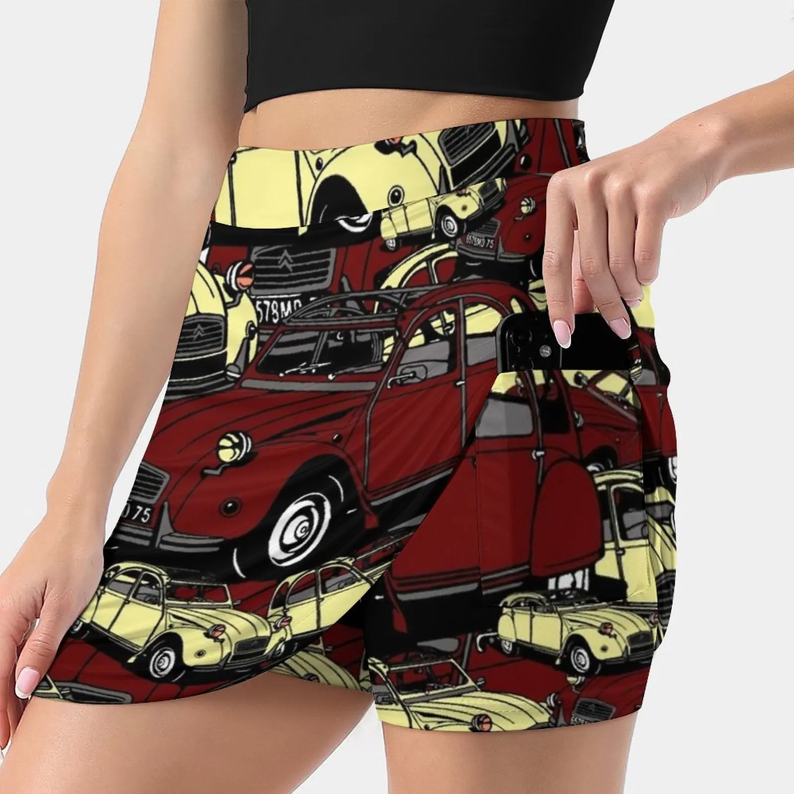 2Cv Classic Women's skirt With Hide Pocket Tennis Skirt Golf Skirts Badminton Skirts Running skirts 2Cv Antique Car Car Lover