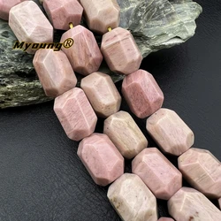 Large Faceted Natural Stone Rhodonite Cutting Nugget Beads For DIY Jewelry Making MY240126