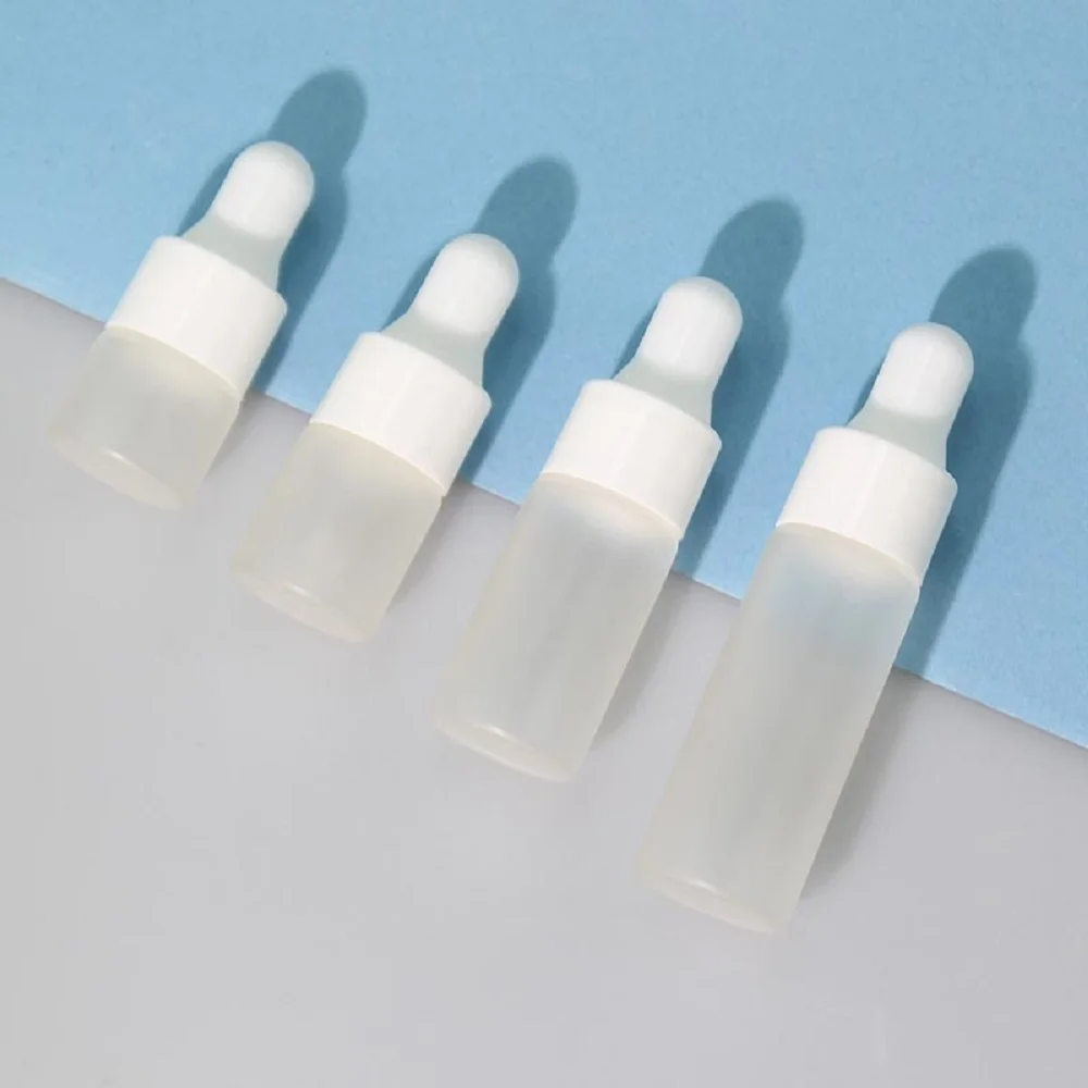 1ml 2ml 3ml Frosted Clear Glass Dropper Bottles White Lid With Pipette Essential Oil Bottle Cosmetic Packing Container Vials