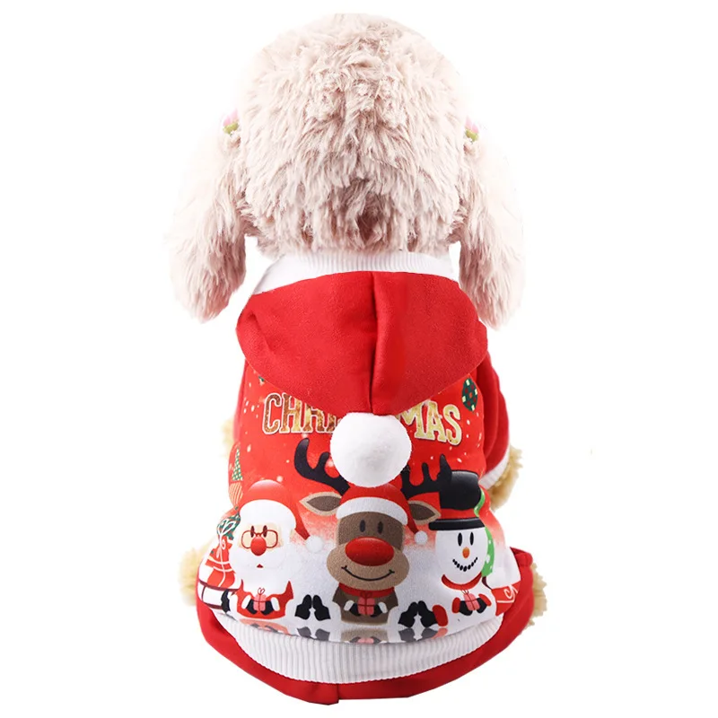 Dog Winter Warm Pet Clothes Christmas Clothes  for Small Medium Dogs Elk Santa Claus Dog  Coat Hoodies Christmas Dogs Costume