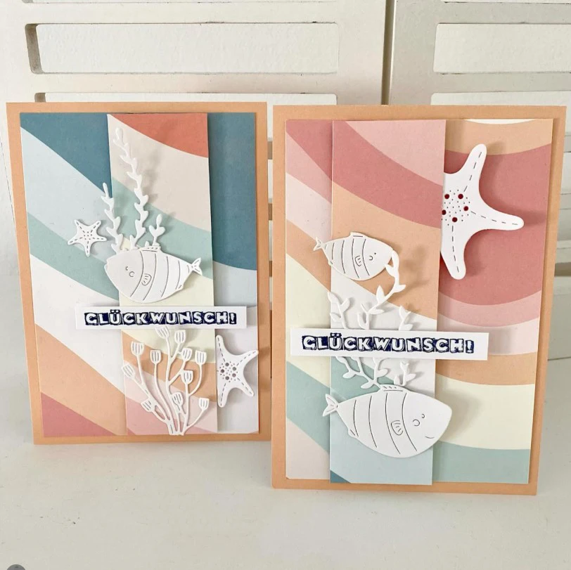Piggy Craft metal cutting dies cut die mold Fish starfish seaweed Scrapbook paper craft knife mold blade punch stencils dies