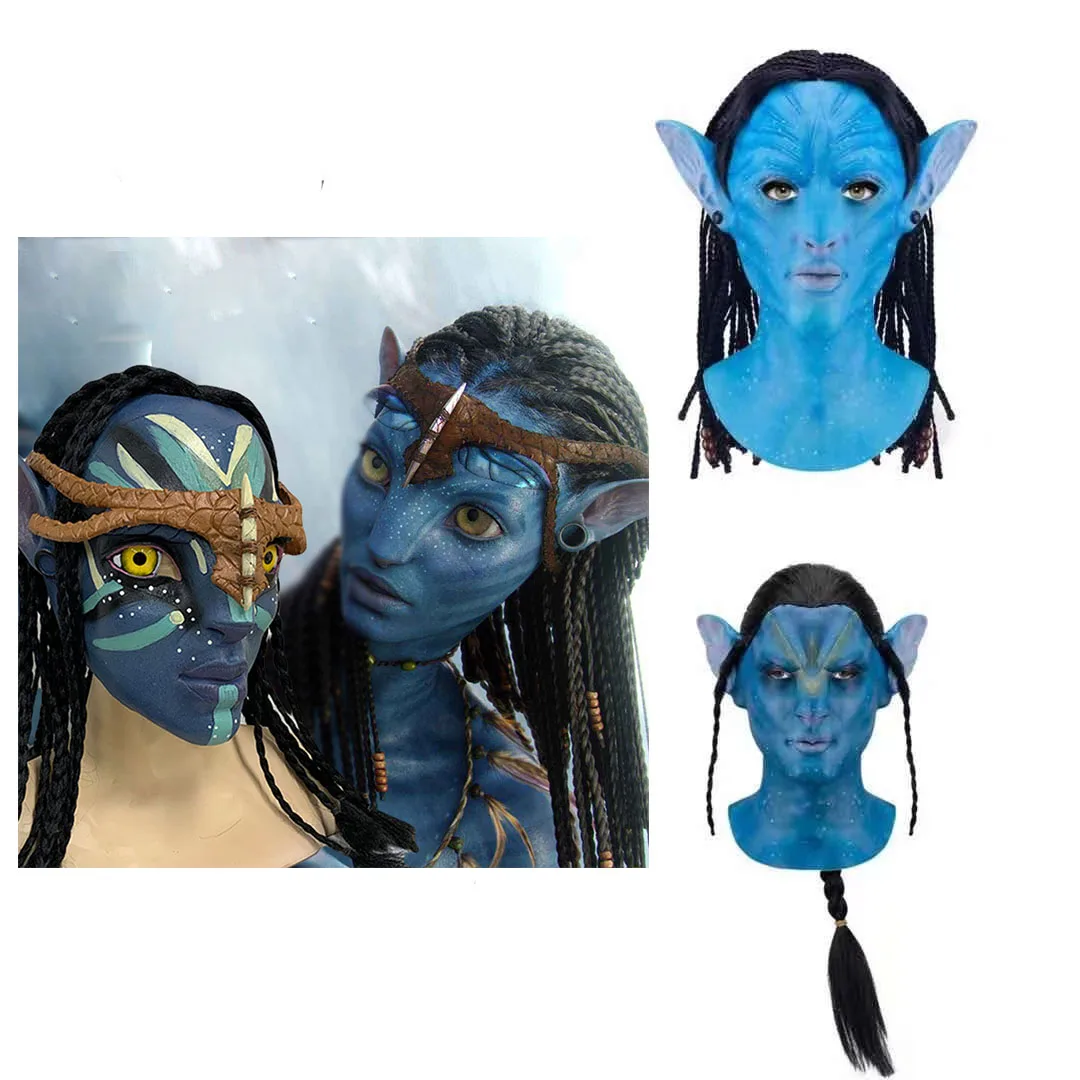 Movie Avatar Cosplay Mask Jake Sully Costumes Role-Playing Night Lights Latex Mask Halloween Party Cos Rave Props Avatar 2