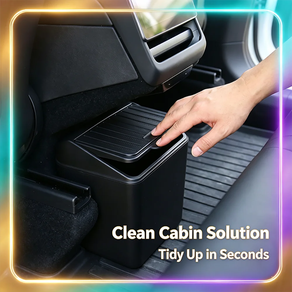 For Tesla Model Y 2025 ABS Car Rear Seat Storage Box Trash Bin With Cover Speical Organizer Umbrella Box Auto Interior Accessory - view 2