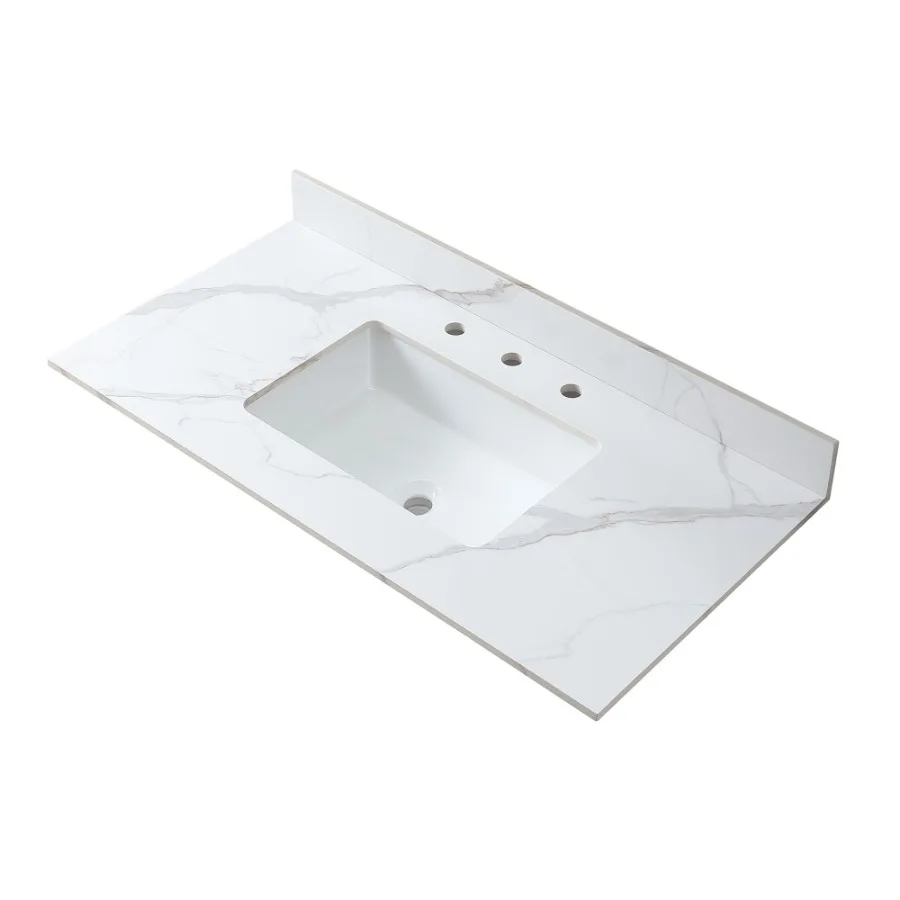 

Montary 43x22 дюймов ванная комната Vantiy Top из спеченного камня carrara золото с 3 отверстиями для смесителя для шкафа для ванной комнаты
