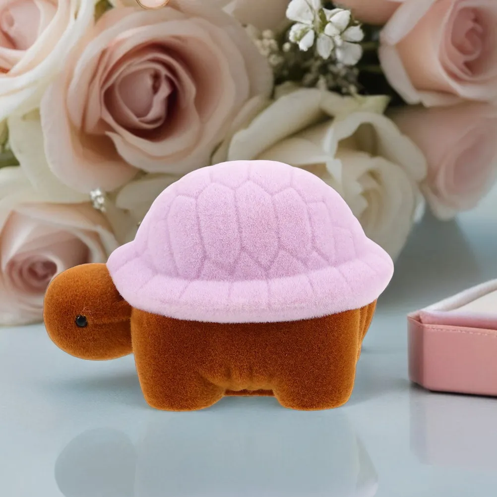 

2Pcs Turtle Shaped Jewelry Box Soft Flocking Interior Compact Travel Ring Earrings Organizer Elegant Home Decor Sea Turtle