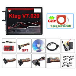 OBD2 ECU Tuning Tool Programming Tool For KTAG V7.020 V2.23 Chip Master Version With Unlimited Token Firmware Car Trucks Red PCB