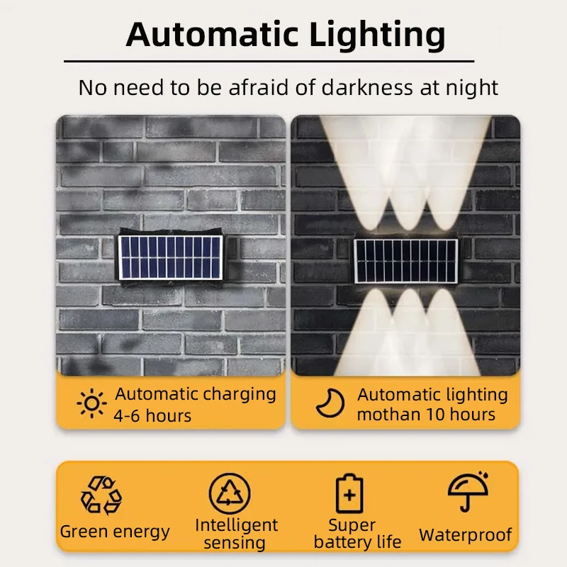 Solar Wall Lamp Outdoor solar led light IP65 Waterproof Street light Up And Down Luminous Lighting for Balcony Garden Decoration