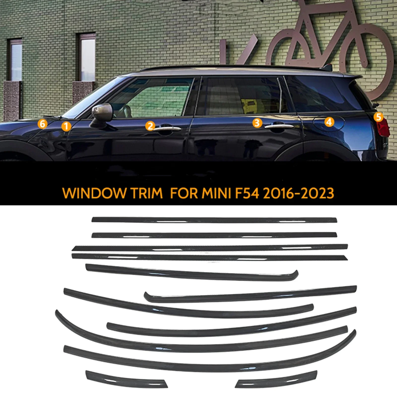 

New！ For MINI F54 4 Door Chrome Black Exterior Car Window Decoration Strip Trim Seal Belt Weatherstrip Body Door Moulding Deocra