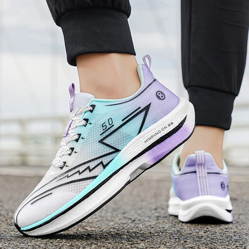 Marathon Men Sports Running Shoes Carbon Board Air Cushion Breathable Lightweight Women's Comfortable Athletic Nonskid Sneakers