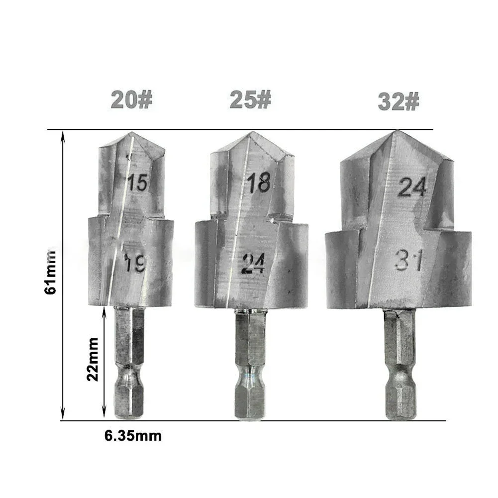 6Pcs Water Pipe Expansion Drill Plastic Pipe Drill Bit Hex Shank RPP Lifting Step Drilling Punching Tool For Plumber Repairing