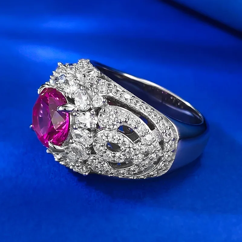 Imagem -03 - Anel de Diamante Rosa com Rodada para Beleza Europeia Moda Viajante Prata S925 8.0 mm 2023 Novo