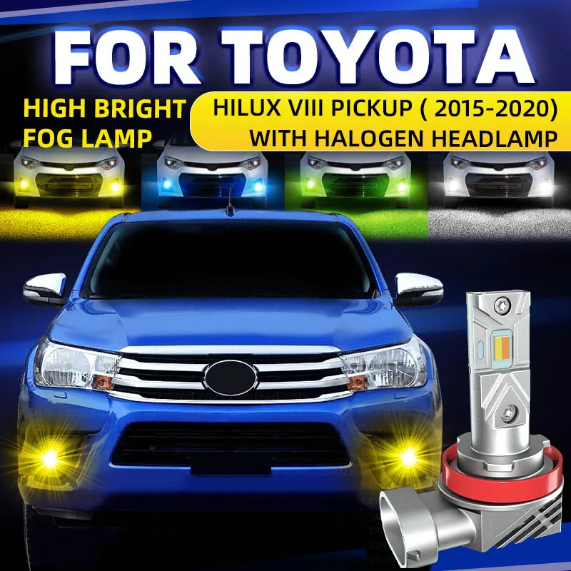 2pcs Car LED Front Fog Light Bulbs Dual Color Switchback No Error For Toyota Hilux VIII Pickup N1 2015 2016 2017 2018 2019 2020