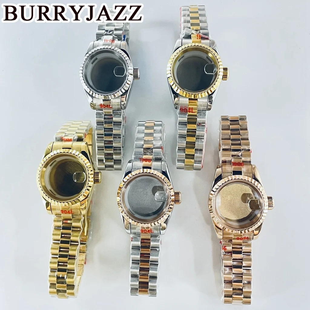 BURRYJAZZ 26mm NH05 NH06 Watch Case Silver Golden Rose Gold Stainless Steel Case With Sapphire Crysta Waterproof