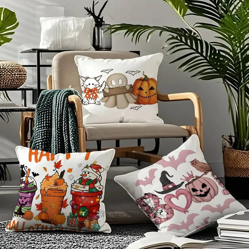 

Halloween Prints Art Pillow Case Comfort Sofa Bed Silky Elegant Invisible Zipper Custom Decorative Cushion Cover