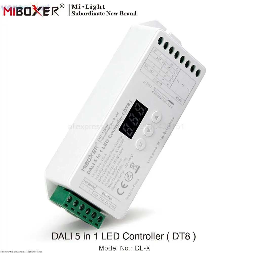 DL-X DALI 5 IN 1 LED Strip Controller 12~24V dimmer support DT8 RGB/RGBW/RGB+CCT output mode Compatible with DALI Panel/DL-POW1