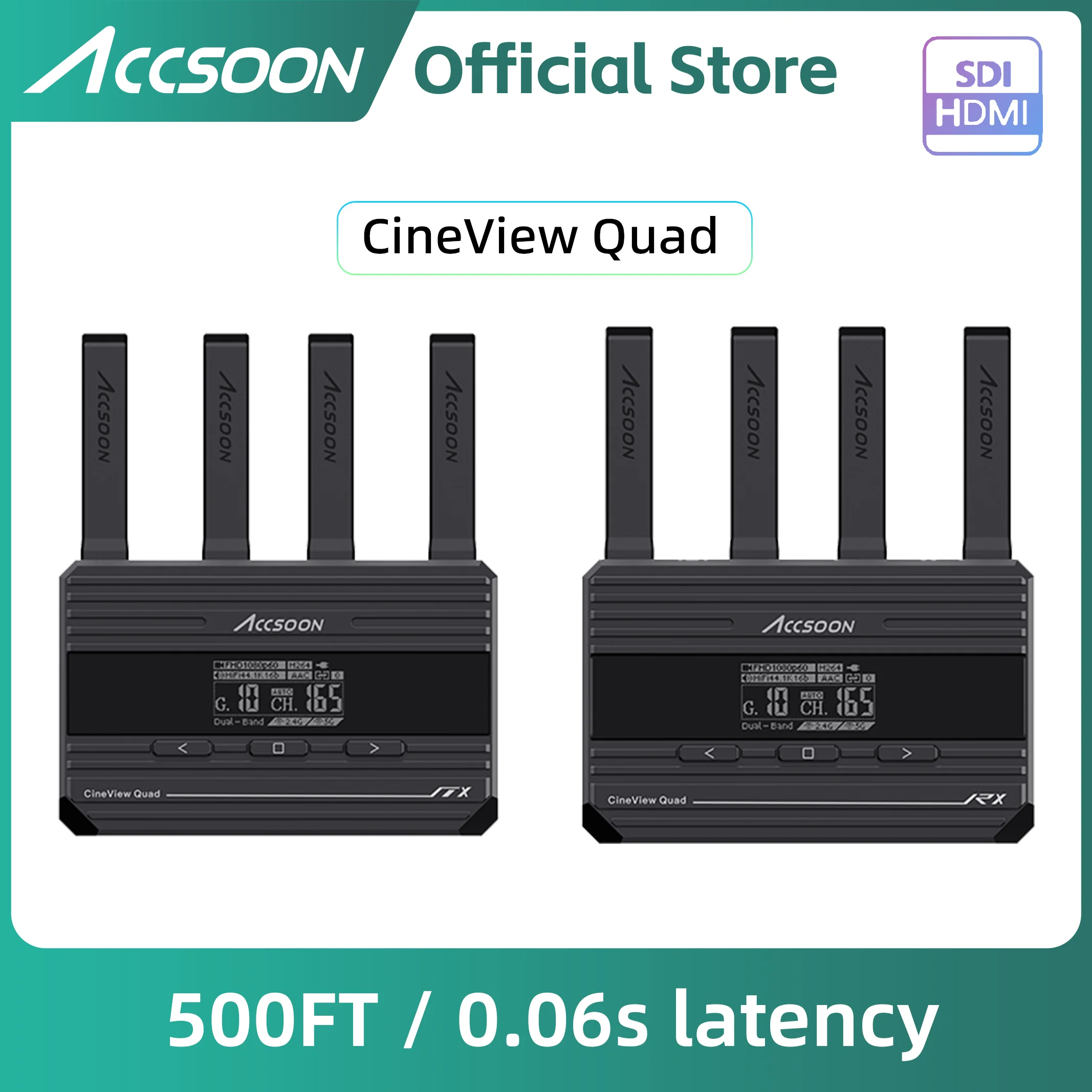 

ACCSOON CineView QUAD Беспроводная передача видео 2,4 ГГц 5 ГГц двухдиапазонный HD 1080P60 SDI HDMI вход и выход камеры монитор поставки