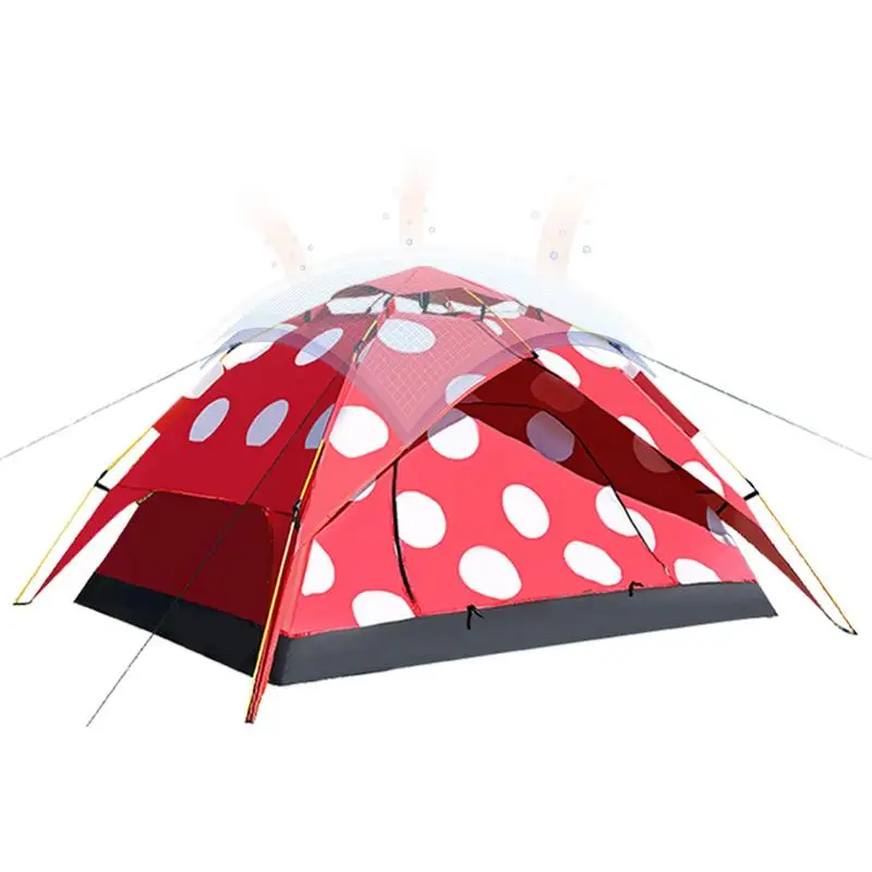 

Kids Camping Tent Portable Polka Dot Mushroom Automatic Folding Camp Tent Thickening Spacious Kids Outdoor Tent Comfortable