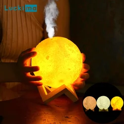 3D Moon Air Humidifier 880ML LED Night Light USB Rechargeable Home Essential Oil Aroma Diffuser Cool Mist Maker Purifier