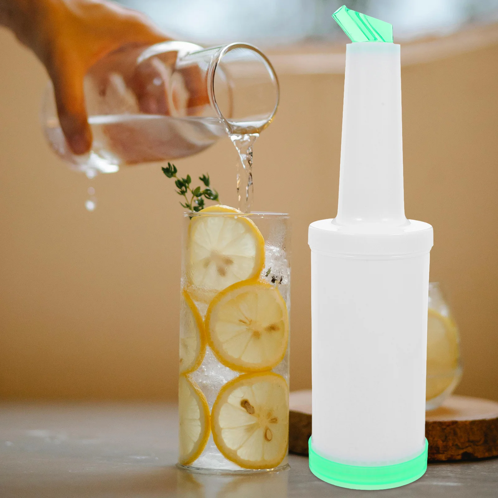 

6pcs 1L Juice Dispenser For Bartending Plastic Pour Bottles Leak-Proof Spout Beverage Syrup Containers Large Capacity Refillable