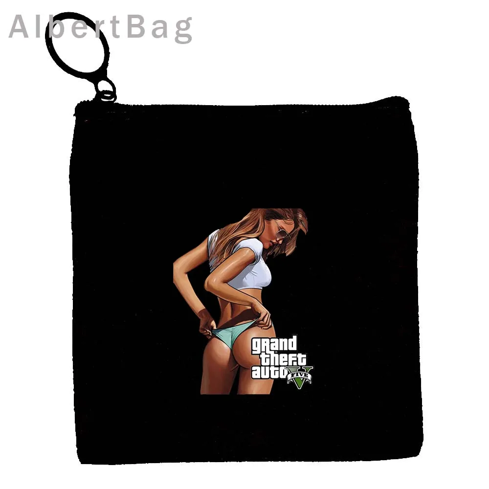 GTA V Gun Man Robbery GTA 5 Game Grand Theft Auto 5 Vice City Canvas Coin Purse Key Case Storage Card Bags Wallet Zipper Pouch