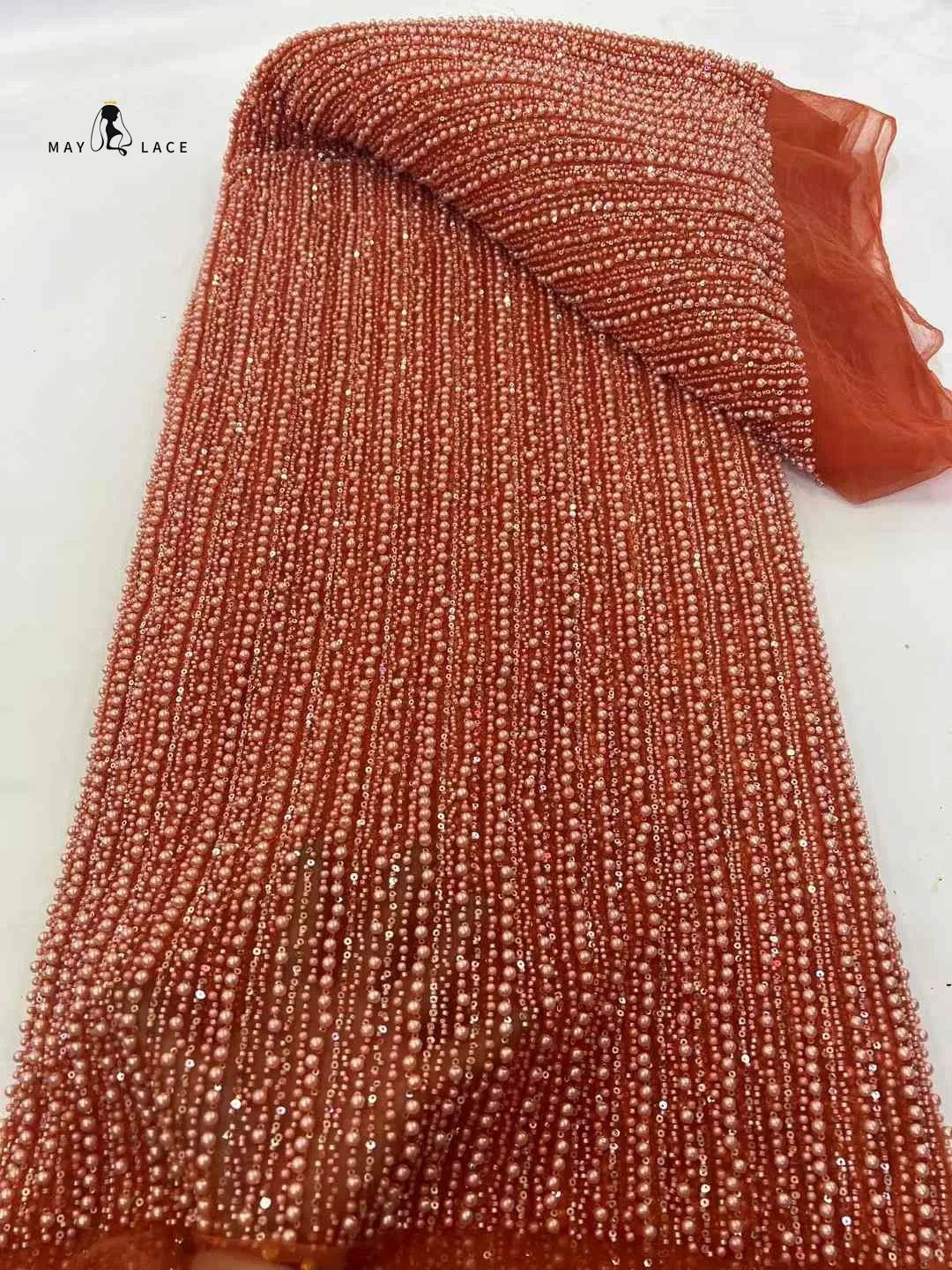 Luxury Beads Tulle Lace Fabric 2025 High Quality French Sequins Net Sewing Hand Crystal Beads Gold African Mesh Sequence Dress