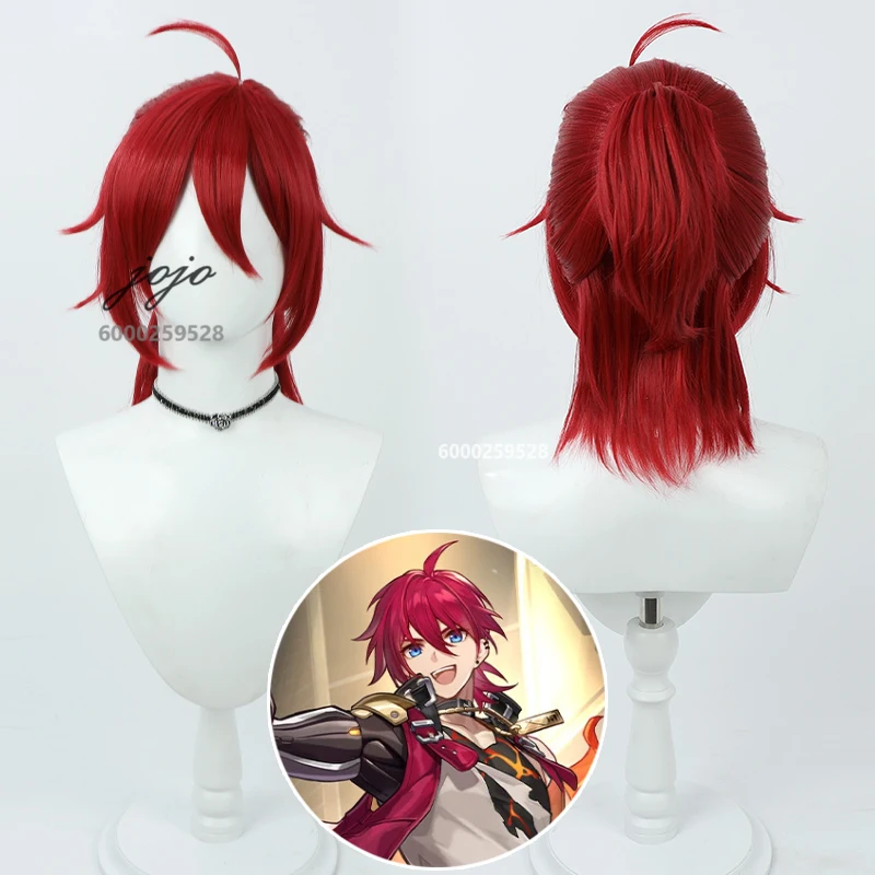 Honkai:Star Rail Game Luka Cosplay Claret Wigs match split ponytail Heat Resistant Synthetic Hair Halloween christmas Wig Cap