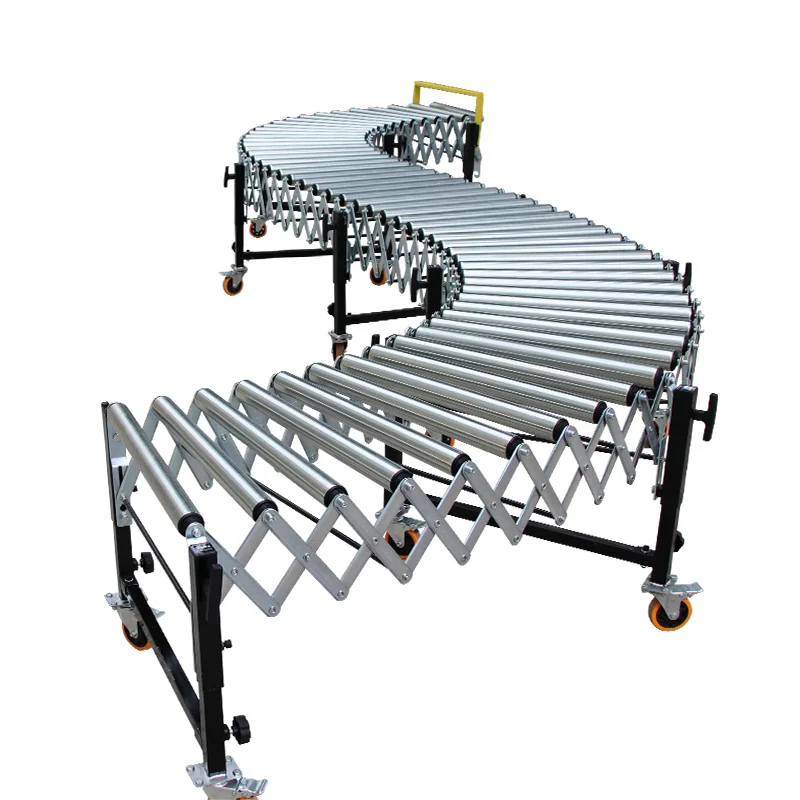 Unpowered telescopic roller conveyor supporting equipment
