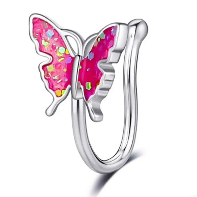 N7YF for Butterfly Nose Hoop Ring Alloy Fake Nose Rings Non Piercing Jew