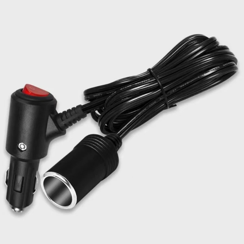 Heavy Duty 12V/24V Cigarette Adapter Cable with On/Off-Button Extension Cord Support up to 180W Wide DropShipping